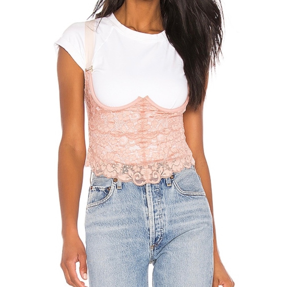 We Are HAH- by Free People- Bust a Move Lace Bustier Top Copper Rose